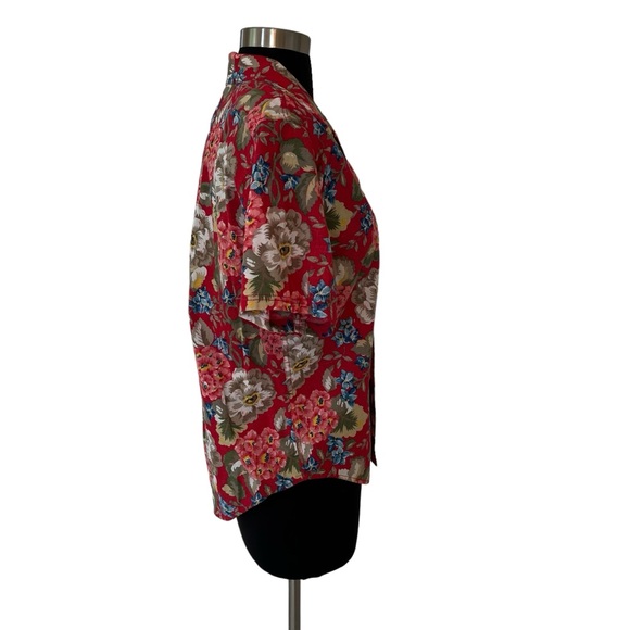 Vintage LizWear Petite red Hawaiian button down shirt short sleeve SP cotton - Picture 9 of 13